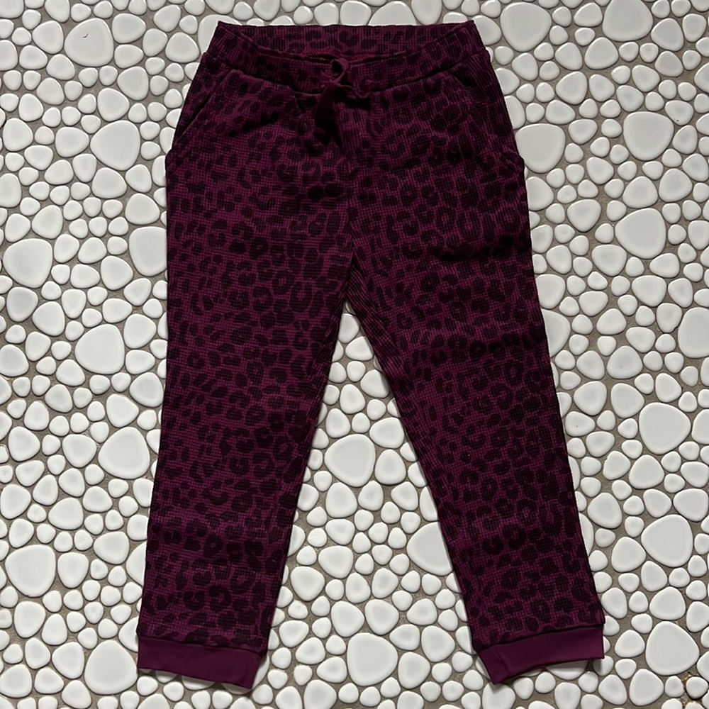 🆕 NWT Gap Kids Leopard Print Purple Waffle Jogger Pants Sz 4T